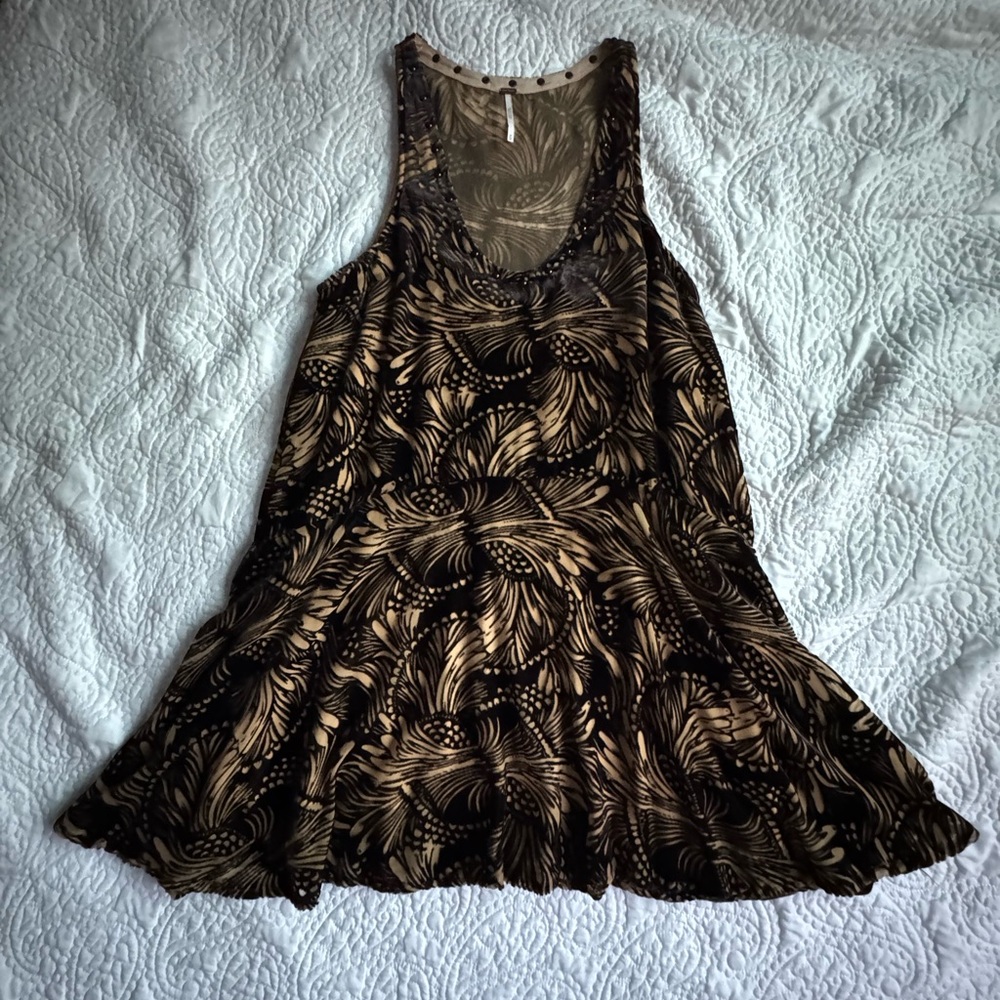 FREE PEOPLE Black and Gold Dress